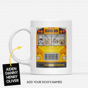 Custom Dog Mug - Personalized Dog On A School Bus Gift For Dad - White Mug